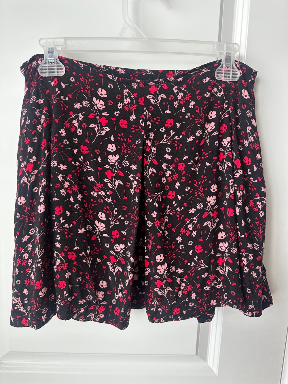 Express Black Skater Skirt with Pink Floral Print